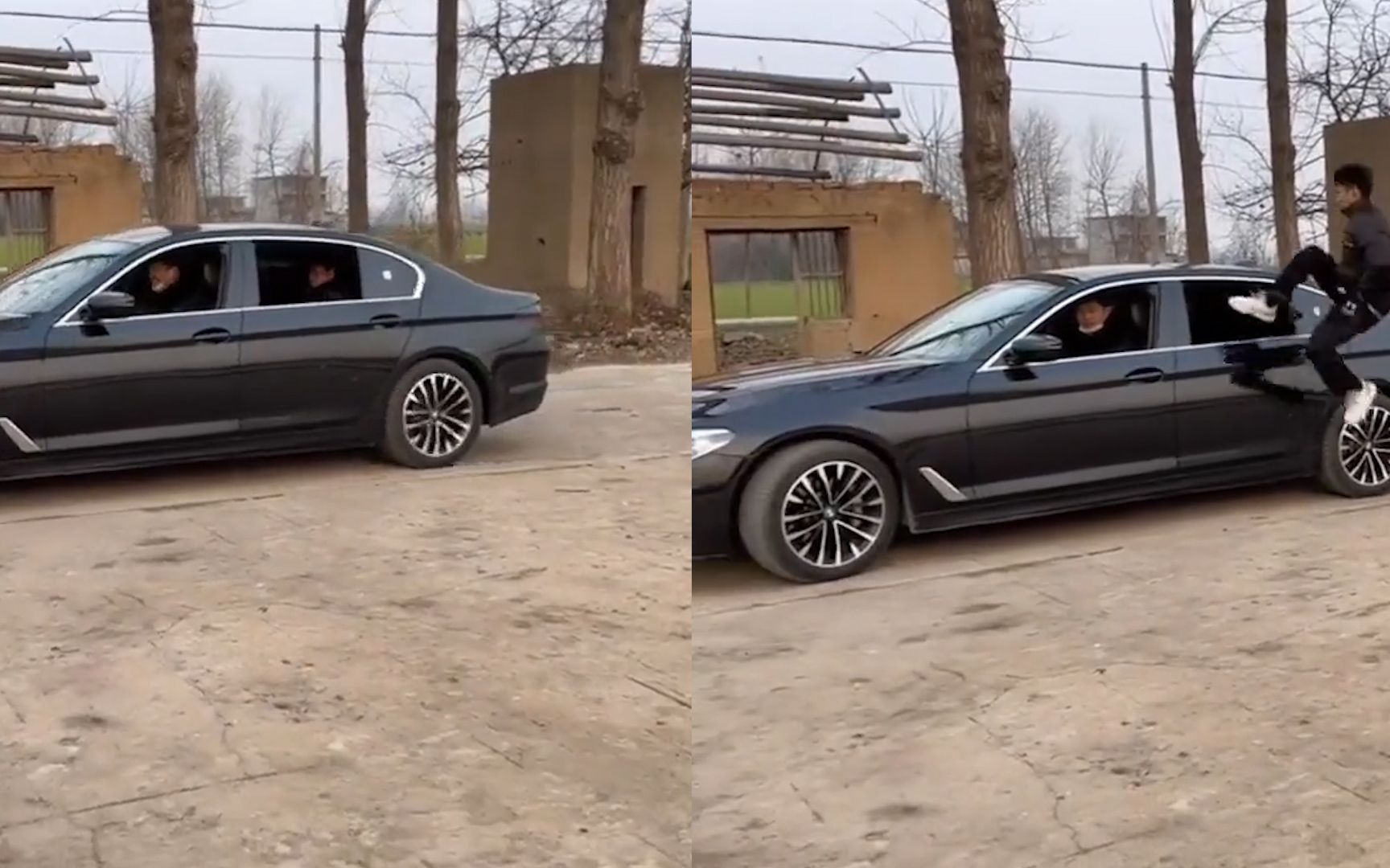 男子模仿乌鸦哥"跳车窗",双手插兜一跃而起轻松进入:有点东西