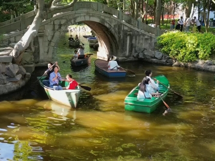 上海目前唯一的手划船,就在古钟园!