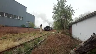【中国铁路】天津上游蒸气机车，到调车场调车作业。