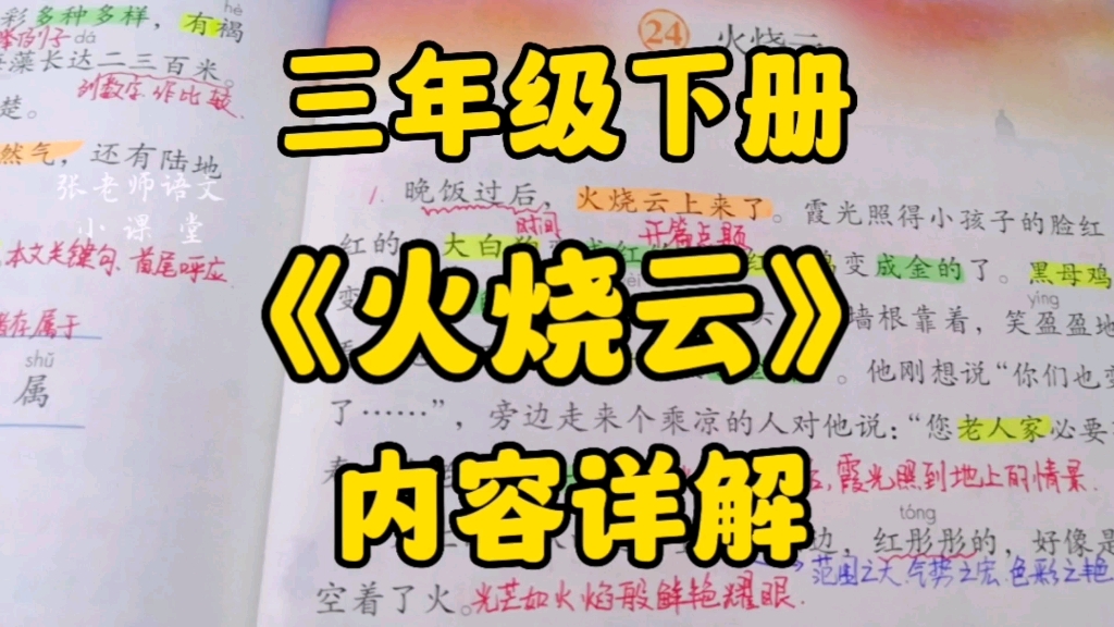 三年级语文下册:《火烧云》内容详解,什么是火烧云?它有什么特点?哔哩哔哩bilibili