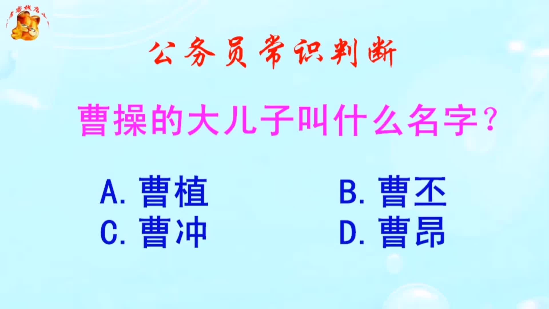 公务员常识判断,曹操的大儿子叫什么名字?长见识啦哔哩哔哩bilibili