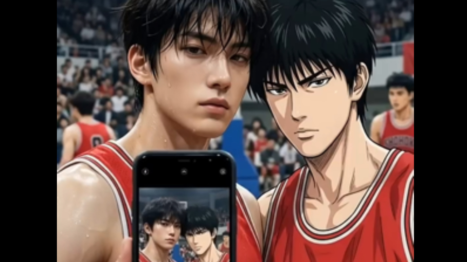 灌篮高手 真人和卡通合影版 Ai版本19 Slam Dunk 真人化