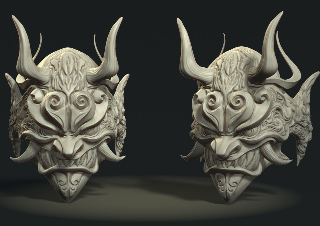 【zbrush 雕刻面具】次世代角色鬼王面具制作教程;手把手教你雕刻技巧