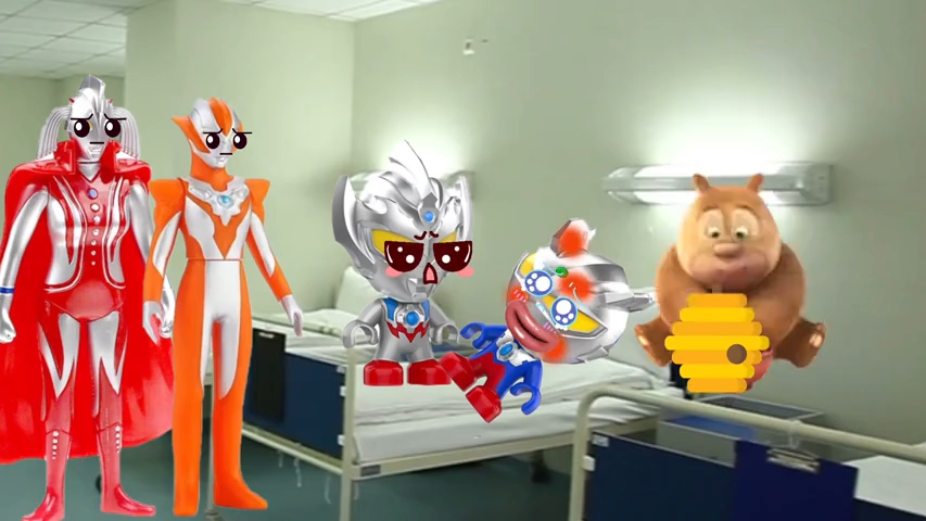 罗索和布鲁奥特曼用工程车修路