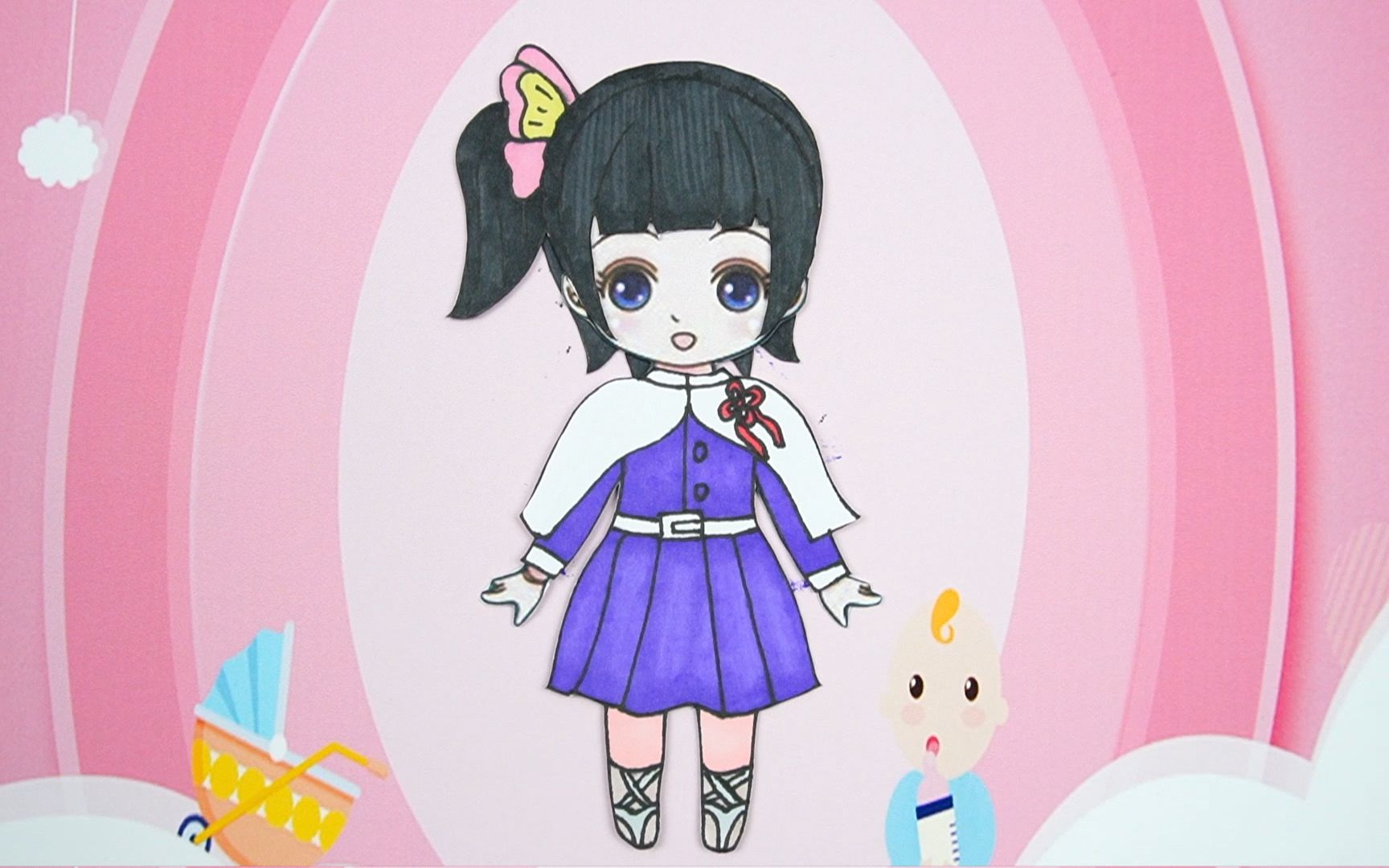 鬼灭之刃动漫纸娃娃手绘,栗花落香奈平手工贴纸