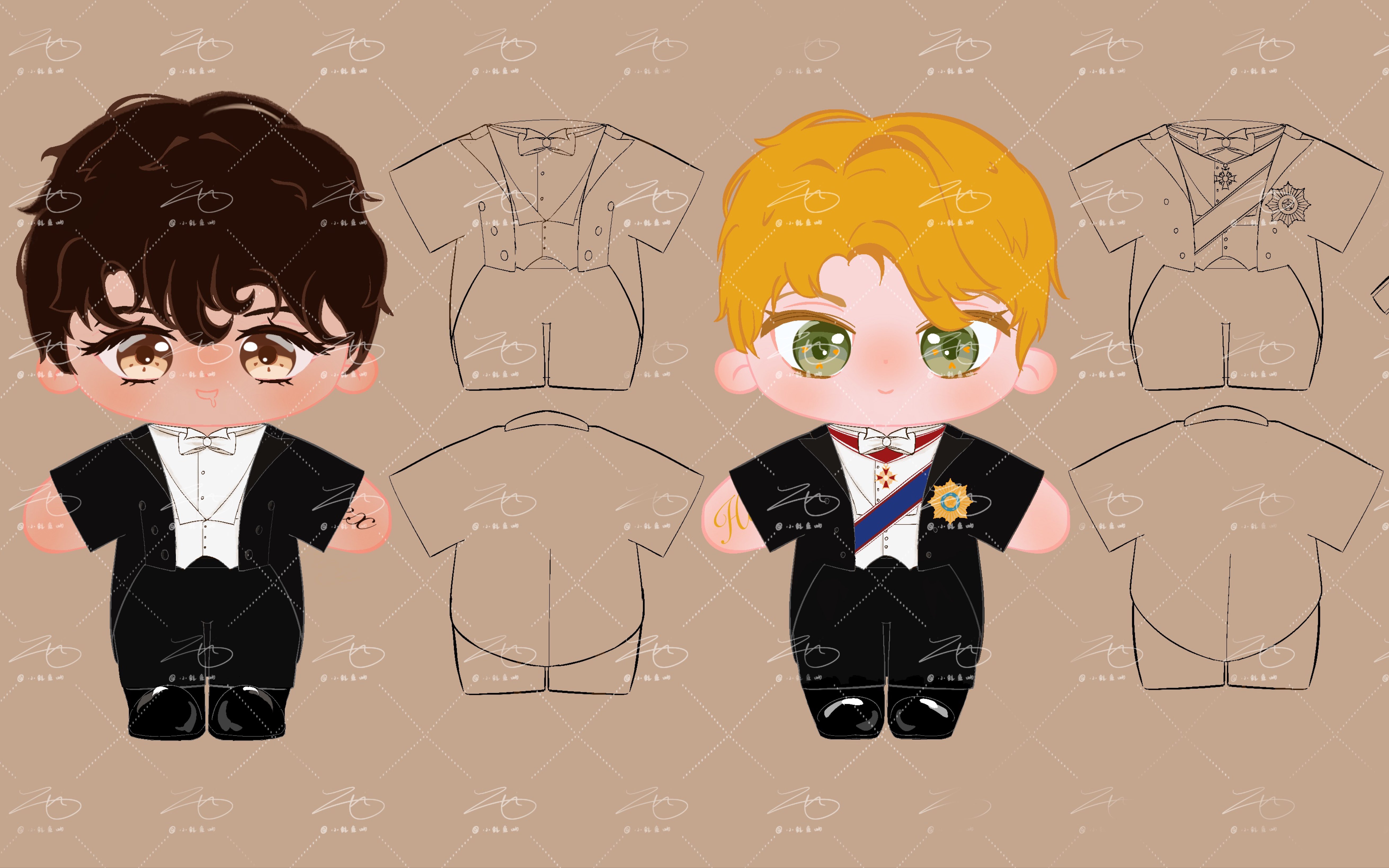 【星条红与皇室蓝】棉花娃娃 娃衣1稿