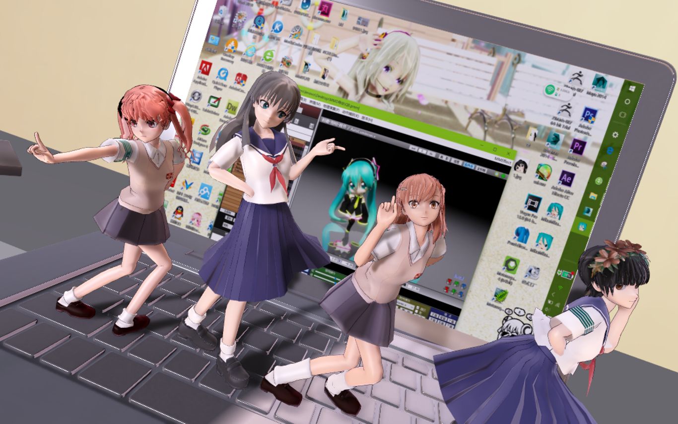 【超炮4人组mmd】关掉电脑不让你们回去(ω)