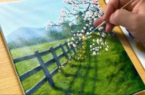 Download Video: 【丙烯画】【绘画教程】【中字】春天-Easy Way to Paint a Spring Scene