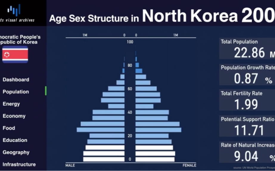 [stats visual archives]朝鲜人口金字塔演化历史及预测(1950~2100)哔哩哔哩bilibili