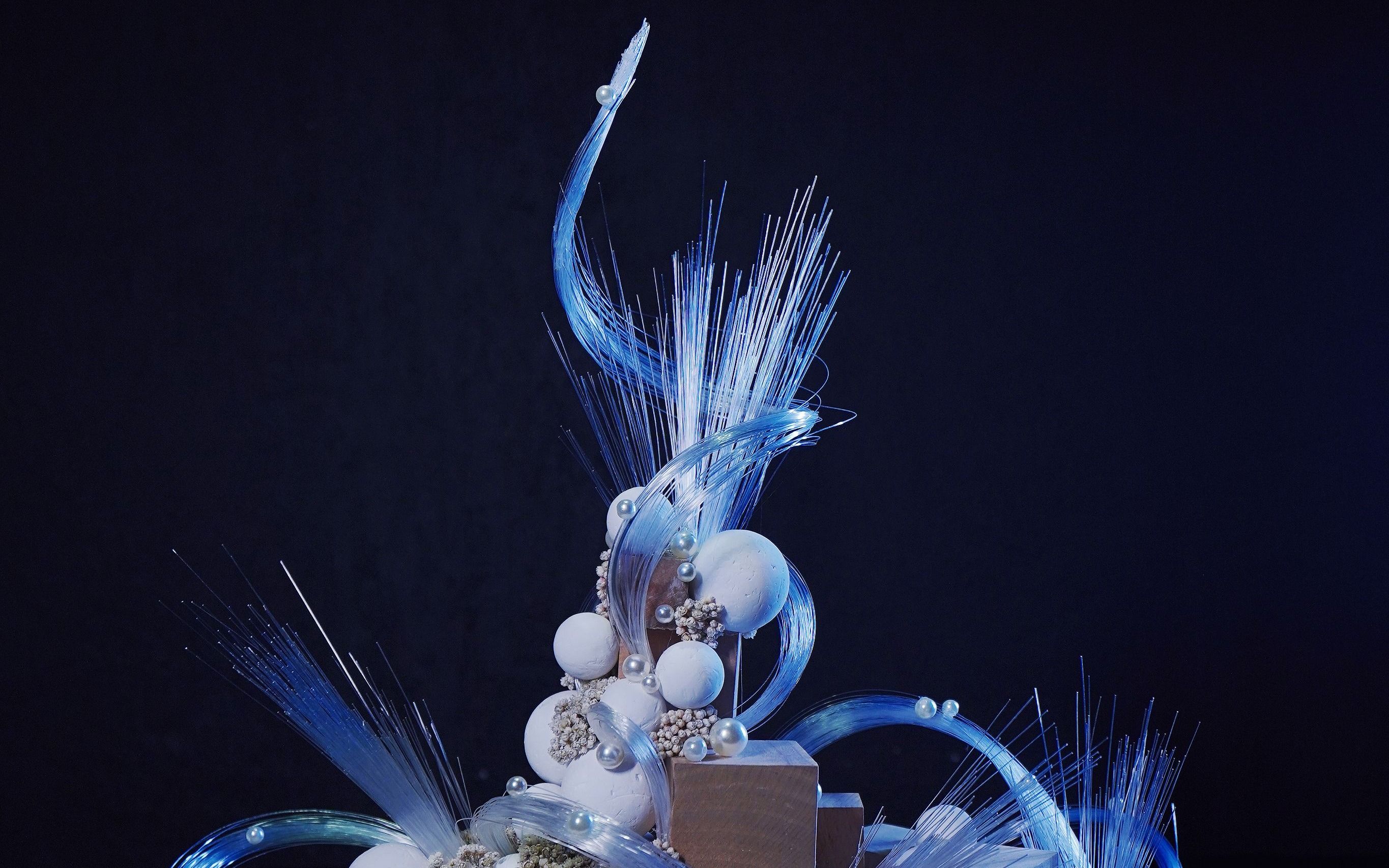 300根光纤废弃积木废弃泡沫球一件浪漫的艺术装置