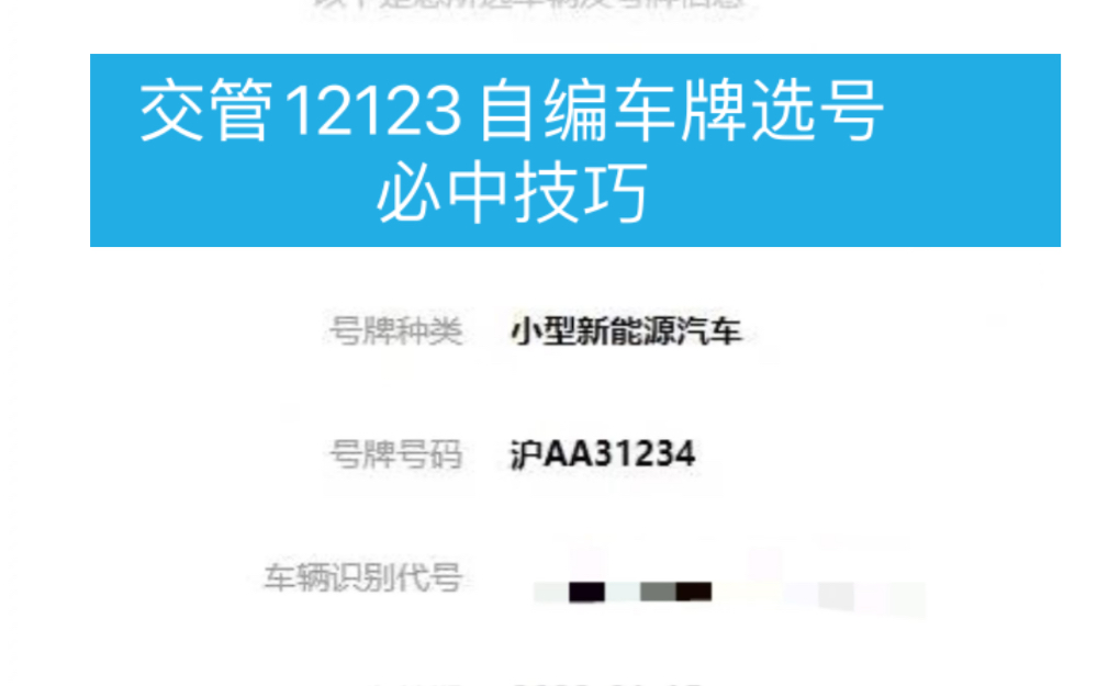 交管12123车牌选车牌号技巧,自编车牌选号必中方法哔哩哔哩bilibili