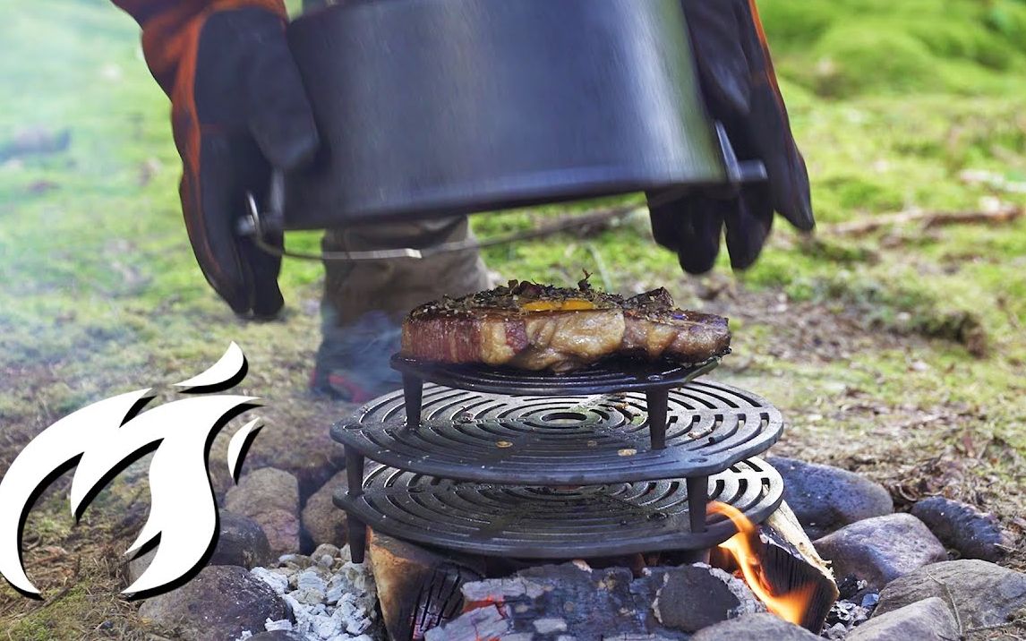 荒野火厨p53鹌鹑烤肉美食白噪音烹饪美滋滋