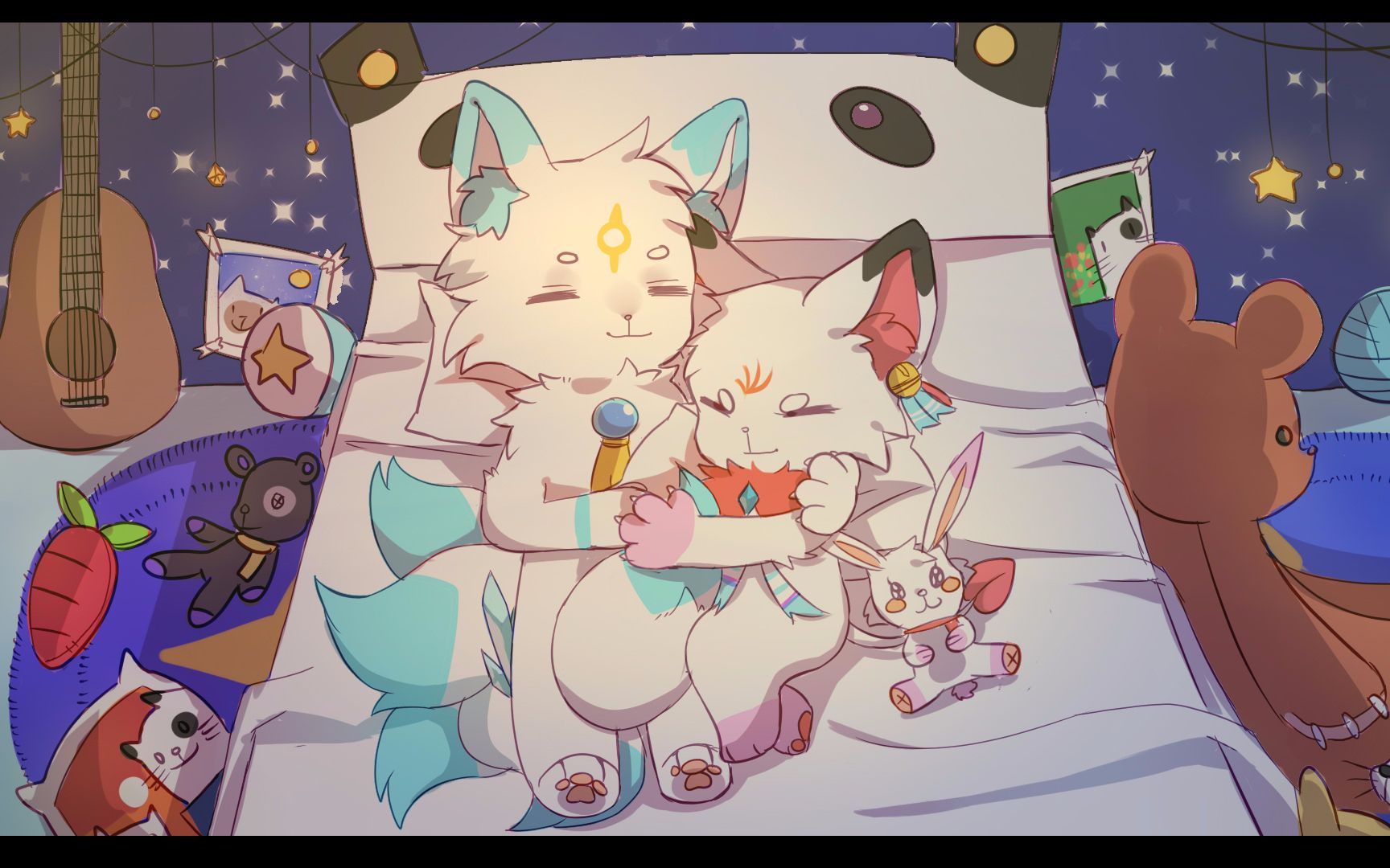 兽设板绘温馨的夜晚该睡觉啦