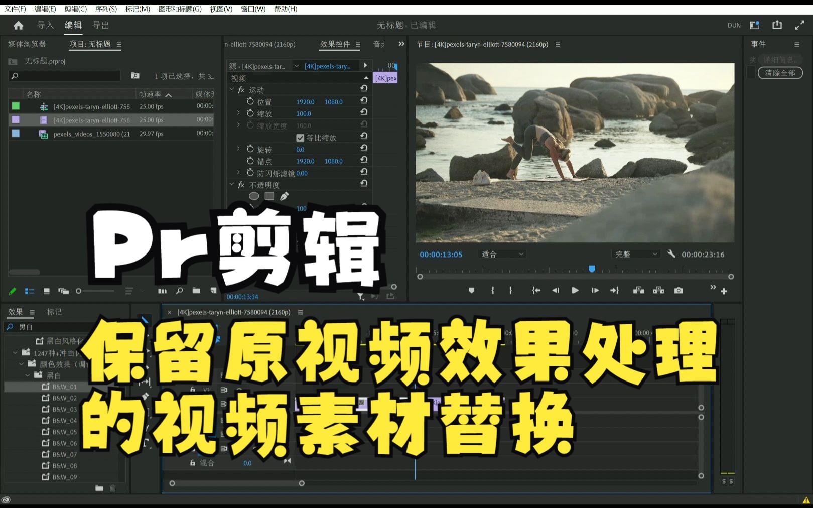 【Pr】如何在保留原视频效果处理的基础上替换视频素材哔哩哔哩bilibili