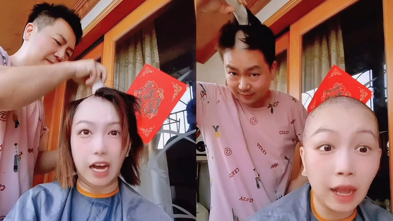 妻子的癌症突然复发,丈夫帮其剃光头发,最后一举动令妻子泪目_哔哩