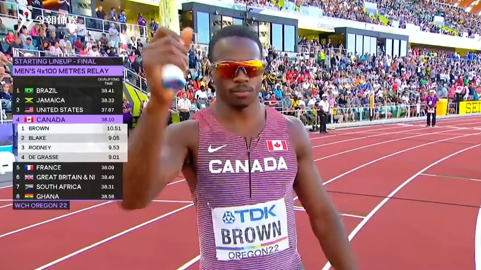 2022年尤金世锦赛男子4×100米接力决赛，田径名菜《刀削布雷西》！