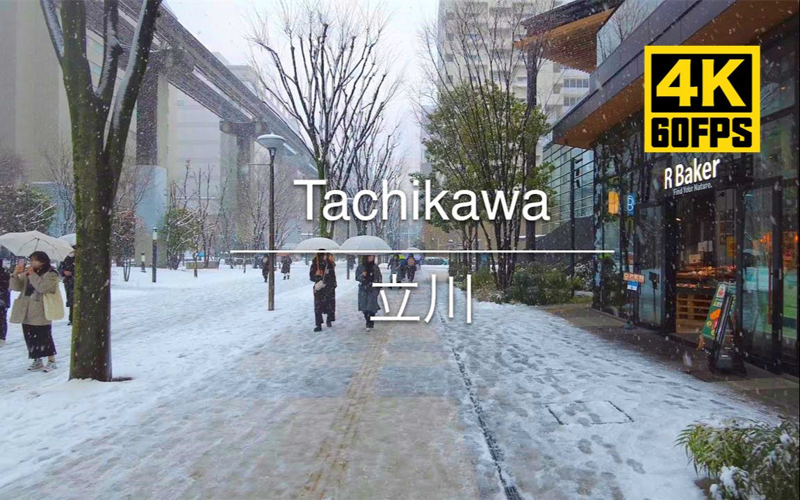 【4K60帧】放松解压:东京都立川市下雪天孤寂感街景漫步 | 作者:Let's Walk in Japan哔哩哔哩bilibili