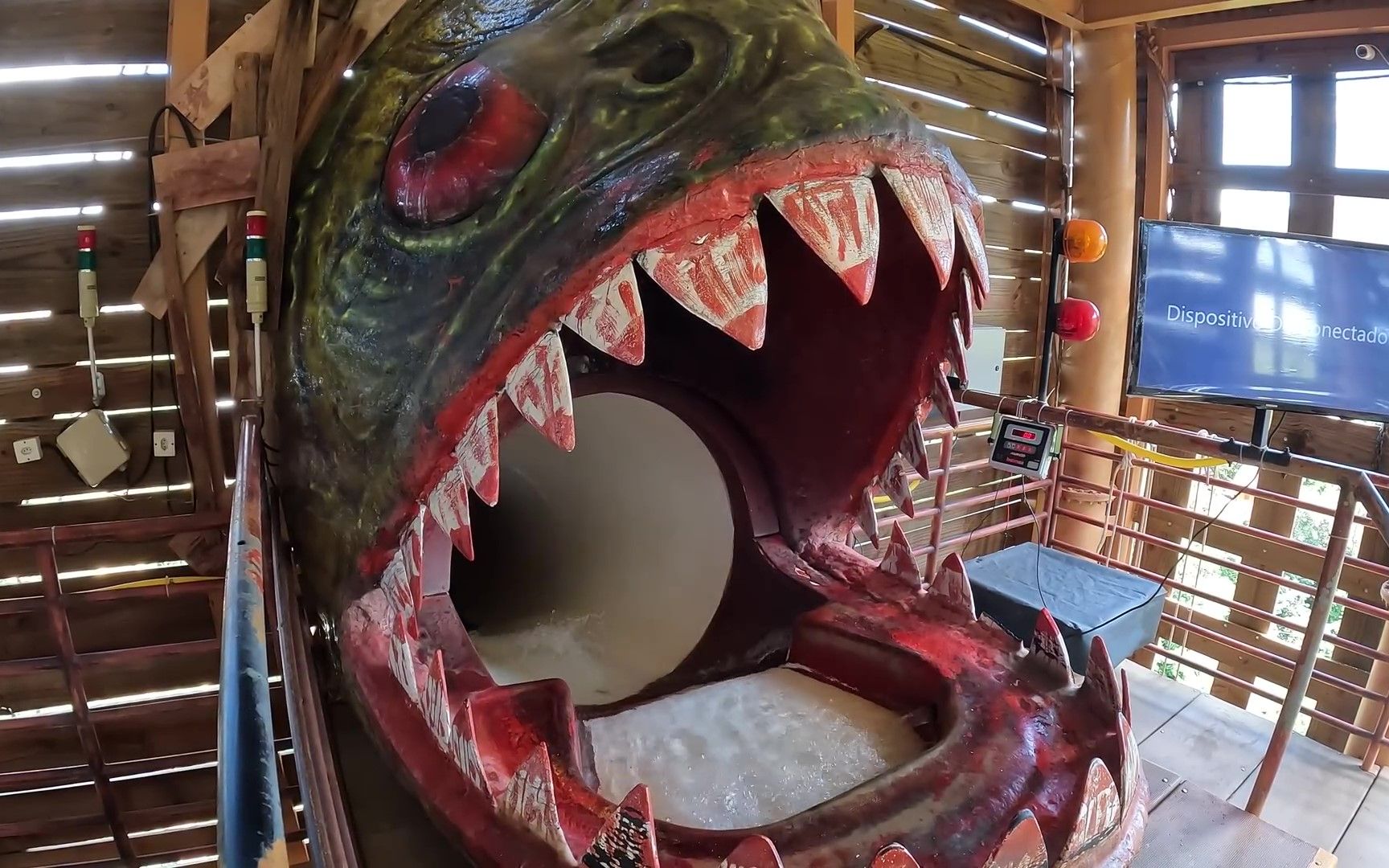 你敢挑战刺激的食人鱼水滑梯吗?第一视角来看看!