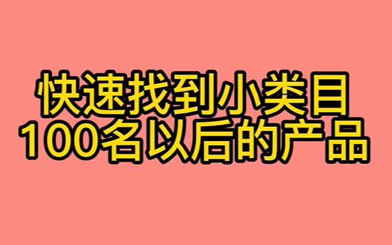 如何利用卖家精灵找到小类目100名以后的产品哔哩哔哩bilibili