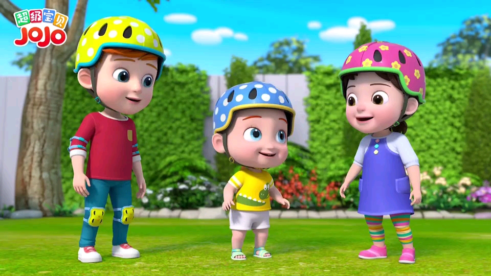 超级宝贝jojo:小朋友们骑自行车一定要做好防护措施哦.