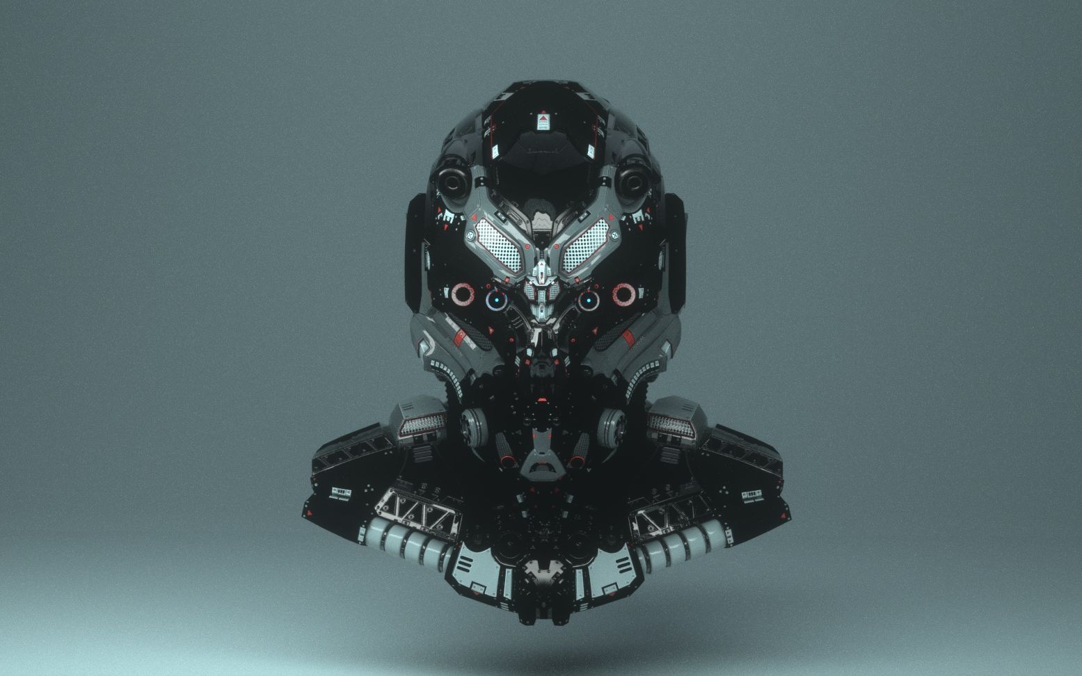 科幻钢铁机械头盔——三维动画展示