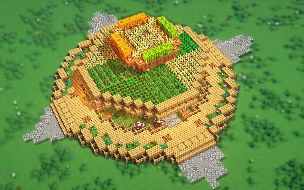 【mc建筑教程】终极圆形农场教程