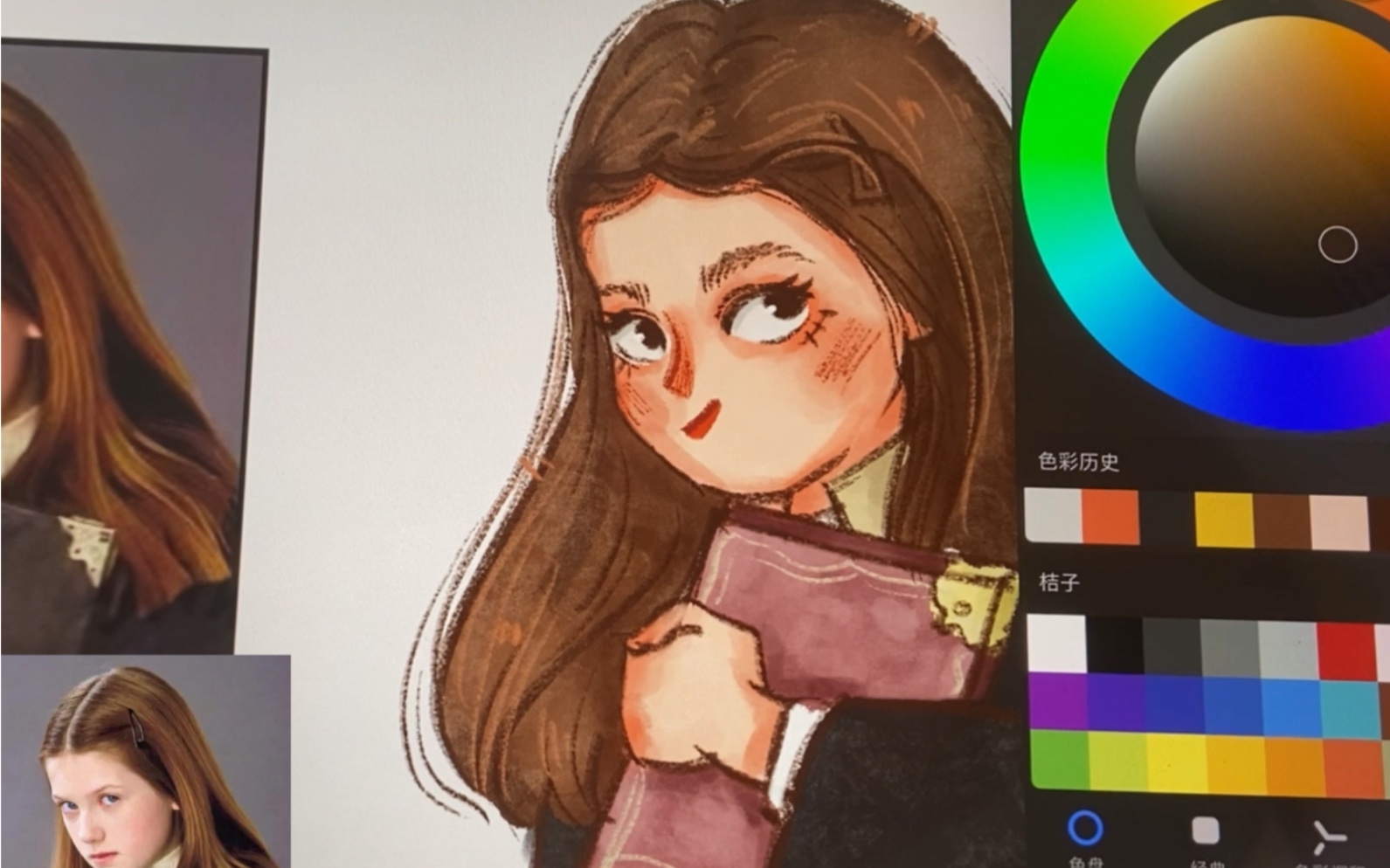 哈利波特/金妮/插画头像/绘画过程