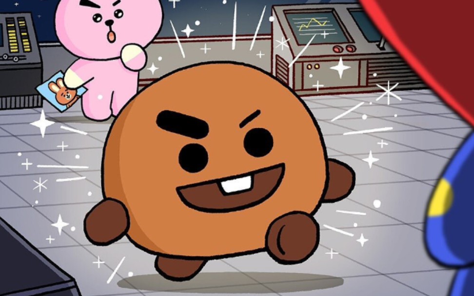 bt21终于安排上了行李箱画shooky小饼干的辛酸史脖子感觉挂在行李箱上