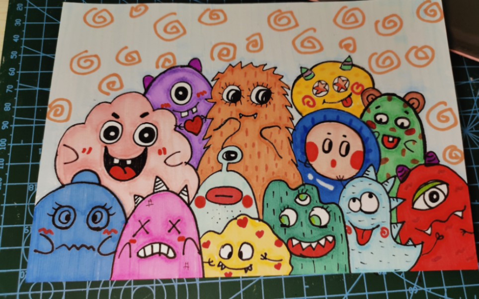 油性马克笔涂鸦教程:怪兽叠叠乐