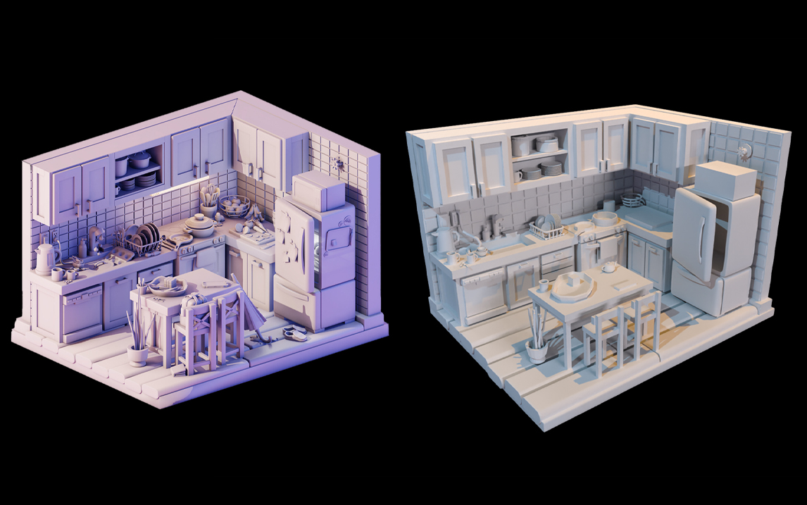 【3dmax教程】3dmax场景建模 卡通场景室内一隅模型布线制作教程!