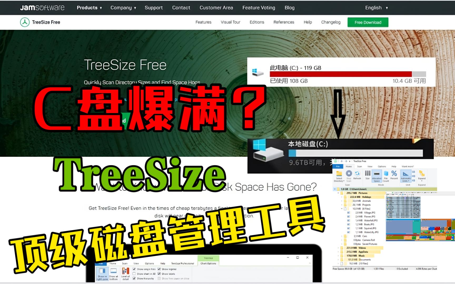 C盘爆满 | TreeSize | 顶级磁盘管理工具 | 好用且免费哔哩哔哩bilibili