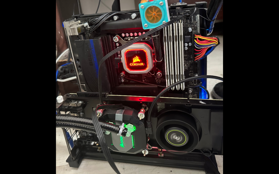 微星2080ti公版显卡涡轮散热风扇带中框改装装海盗船一体水冷水冷方法