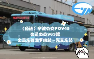 下载视频: 原速（从动物园延伸到花博园如今到下水）宁波公交POV45公运公交963路公交东钱湖下水站～汽车东站第一视角全程展望