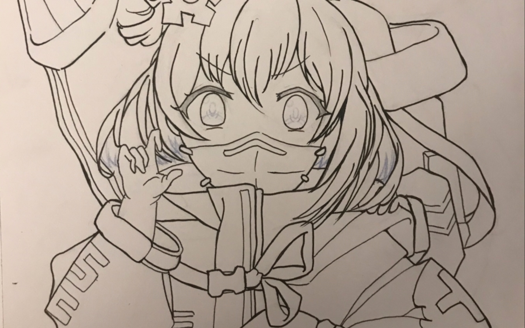 【手绘】希儿草稿勾线过程 翻车了唉