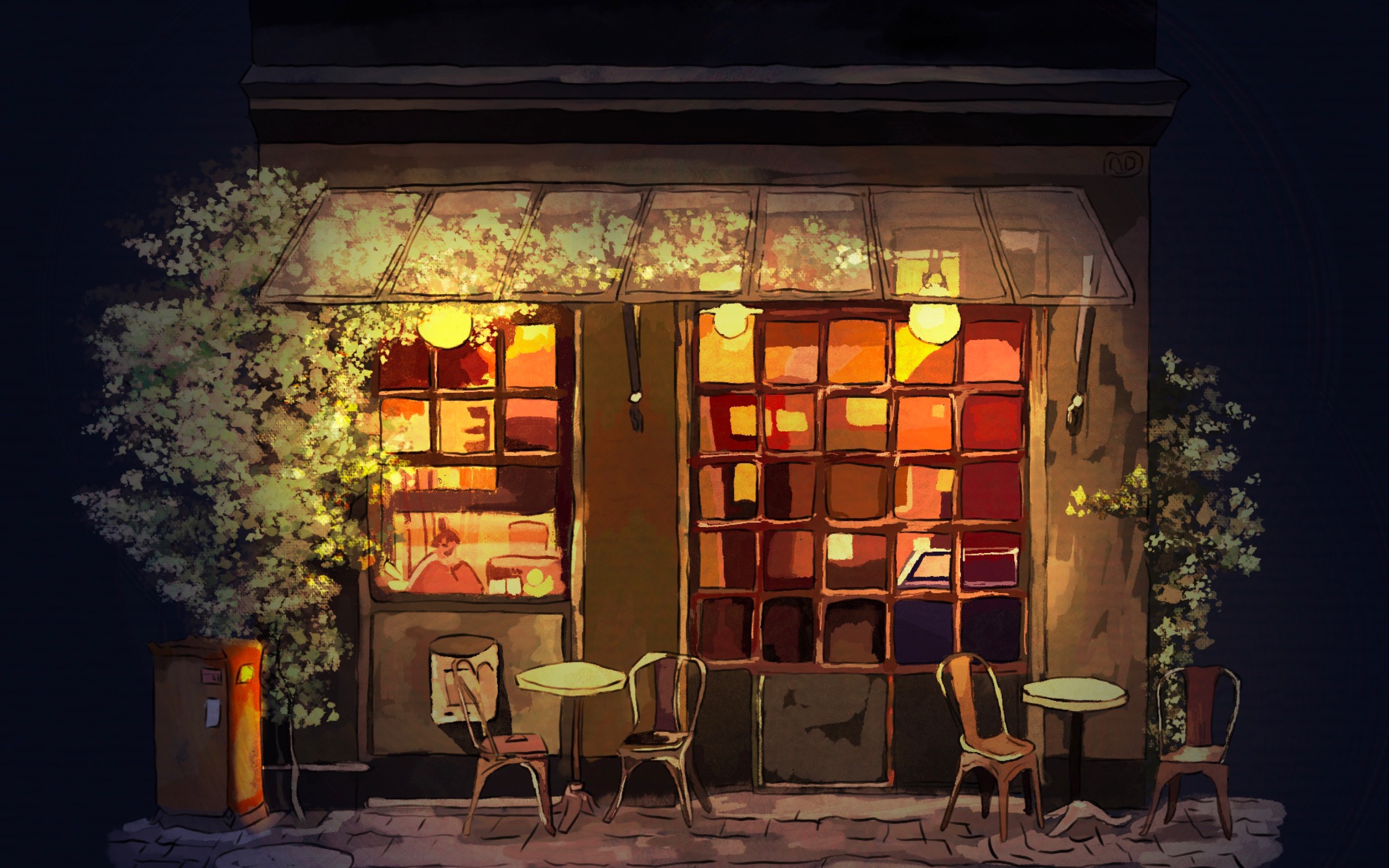 【板绘】procreate水彩建筑,白天黑夜两种模式