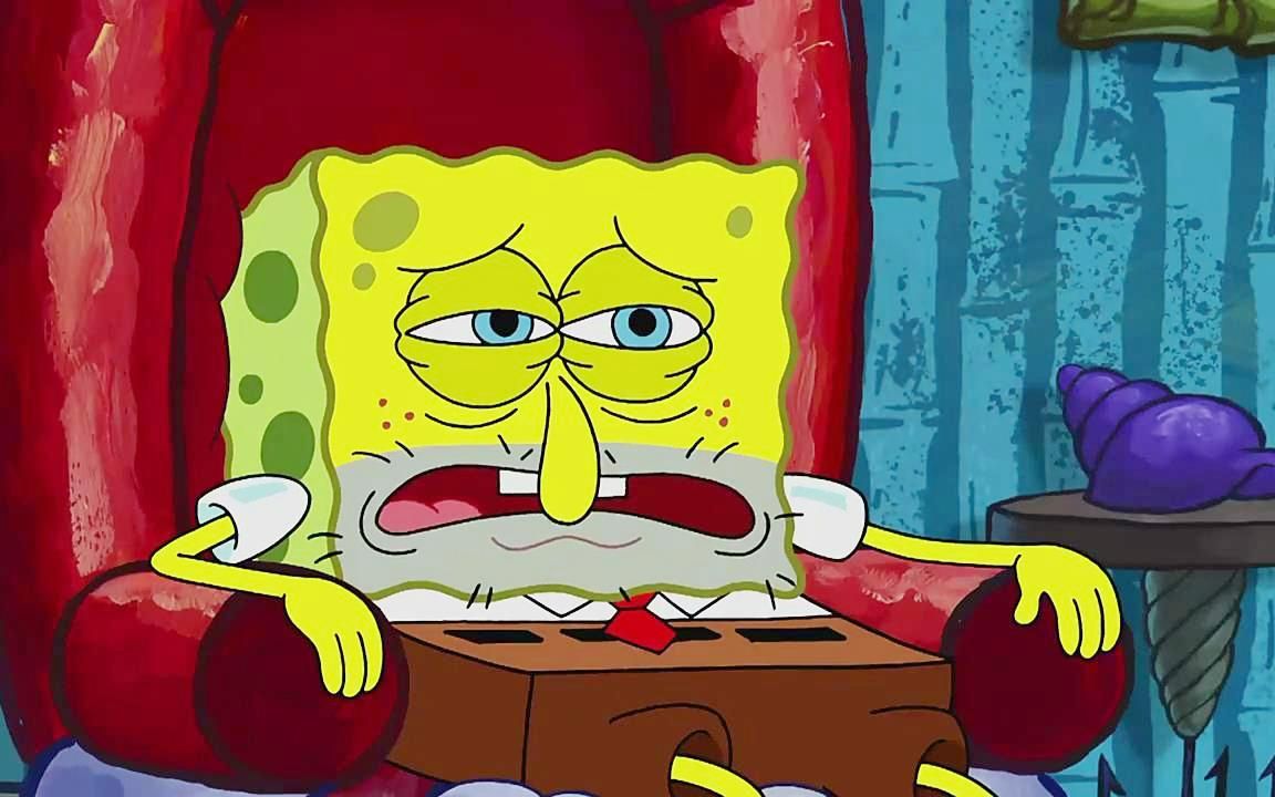 海绵宝宝自暴自弃满脸胡渣,这个躺沙发的姿势会火吗?