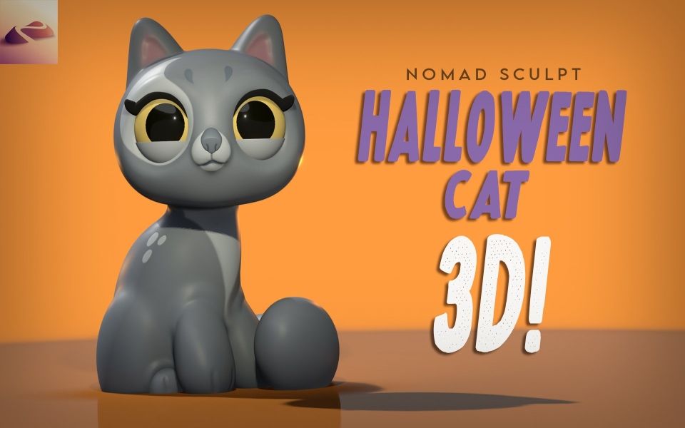 【nomad sculpt】dave《nomad sculpt 3d雕塑:万圣节猫咪》(中英双字)