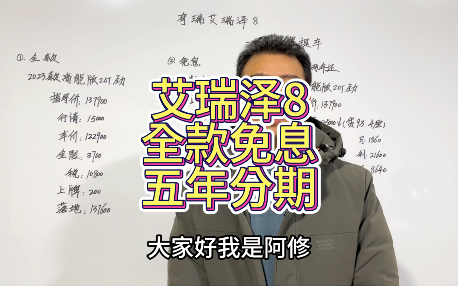 奇瑞艾瑞泽8全款和免息以及五年分期购车预算分享哔哩哔哩bilibili