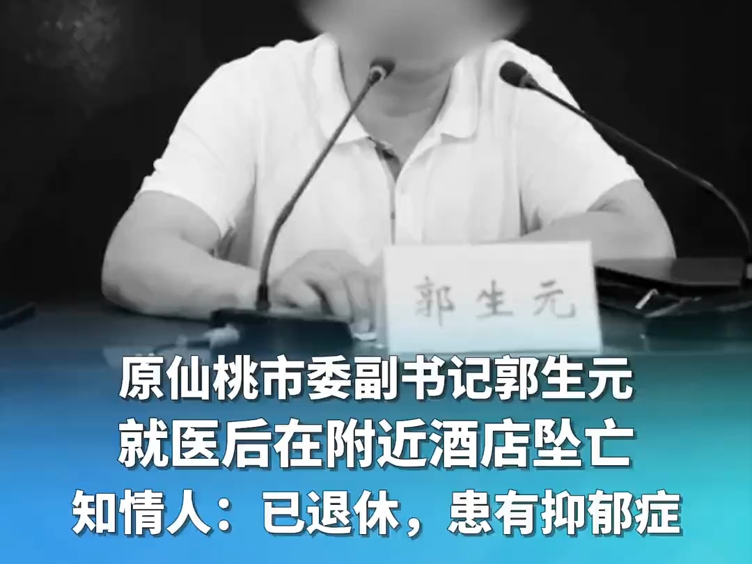 武汉原仙桃市委副书记郭生元亚洲大酒店坠亡年仅64岁患有抑郁症其坠亡前曾就医哔哩哔哩bilibili