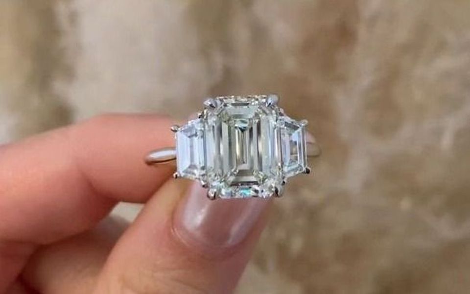 5款祖母绿形钻石女戒,都是大钻石哦~!