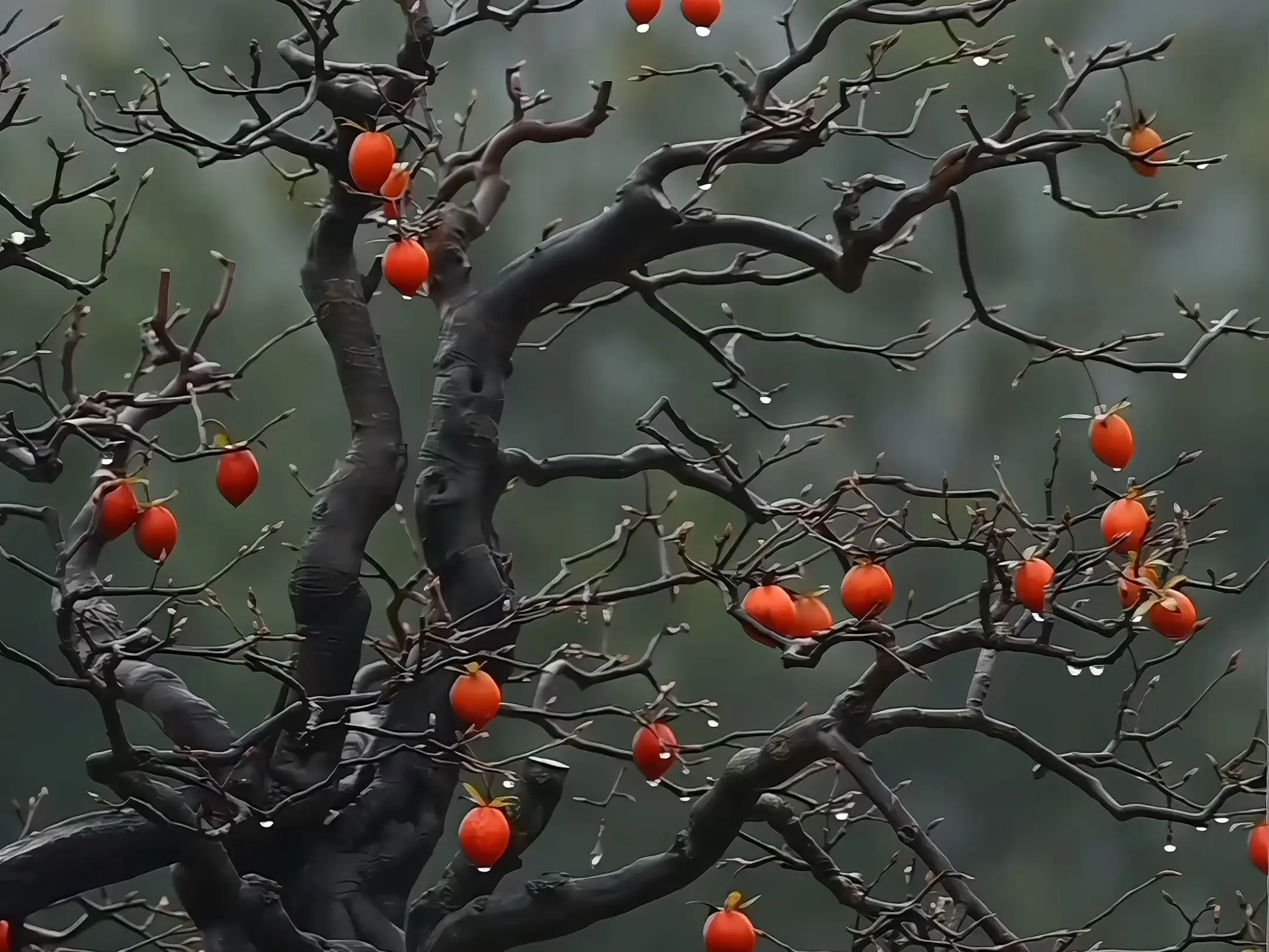 骤雨洗尘,两岸情深骨相尽显,虬枝盘曲如墨画,凝露缀梢,每道纹理都藏着清劲雅韵。_哔哩哔哩_bilibili