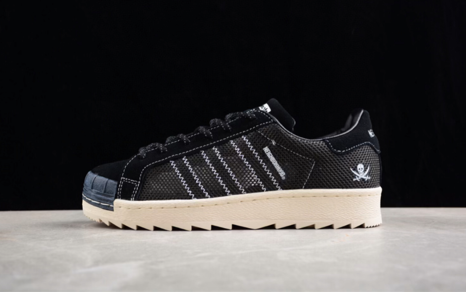 x clot x adidas superstar pns black 阿迪达斯联名贝壳头锯齿呼吸网