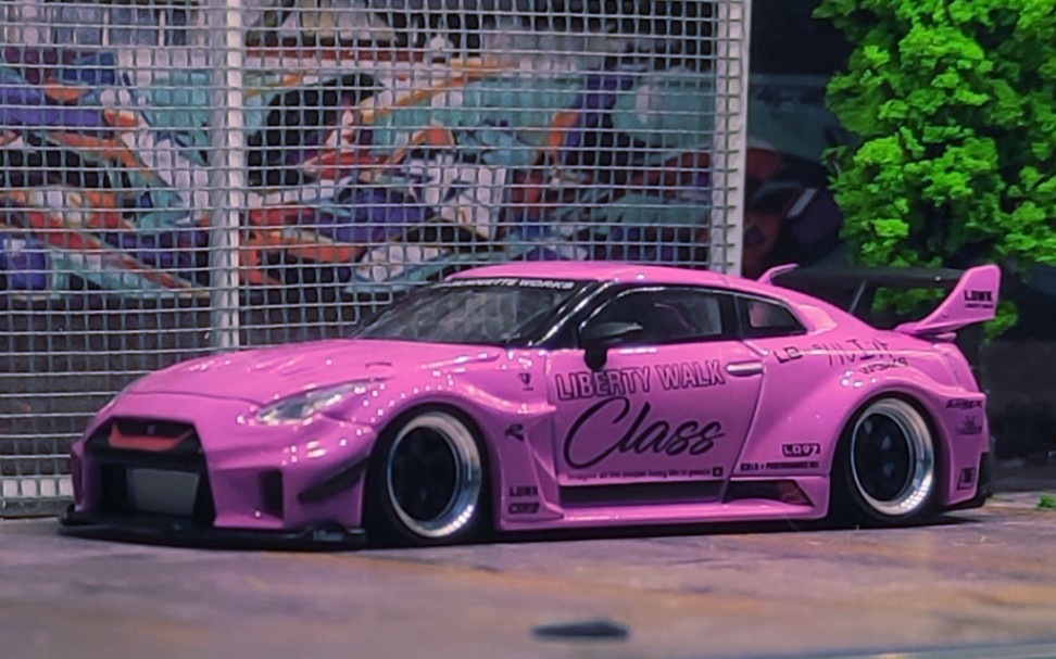 『七十一期』粉红gtr没有回忆 minigt 1/64 liberty walk gtr 车模