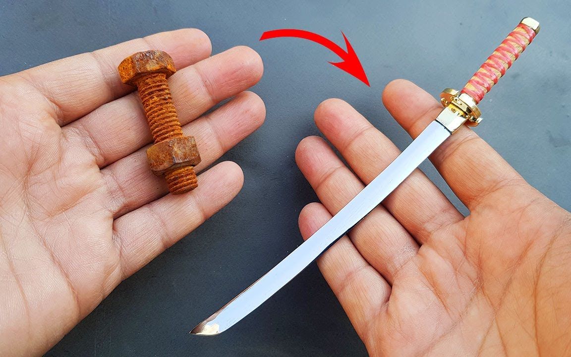 用生锈的螺栓锻造迷你武士刀_哔哩哔哩_bilibili