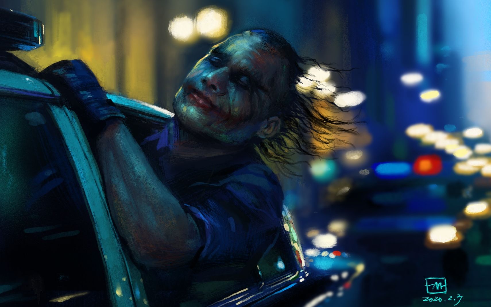【procreat】还原蝙蝠侠小丑警车追逐战 还是最爱的joker希斯莱杰