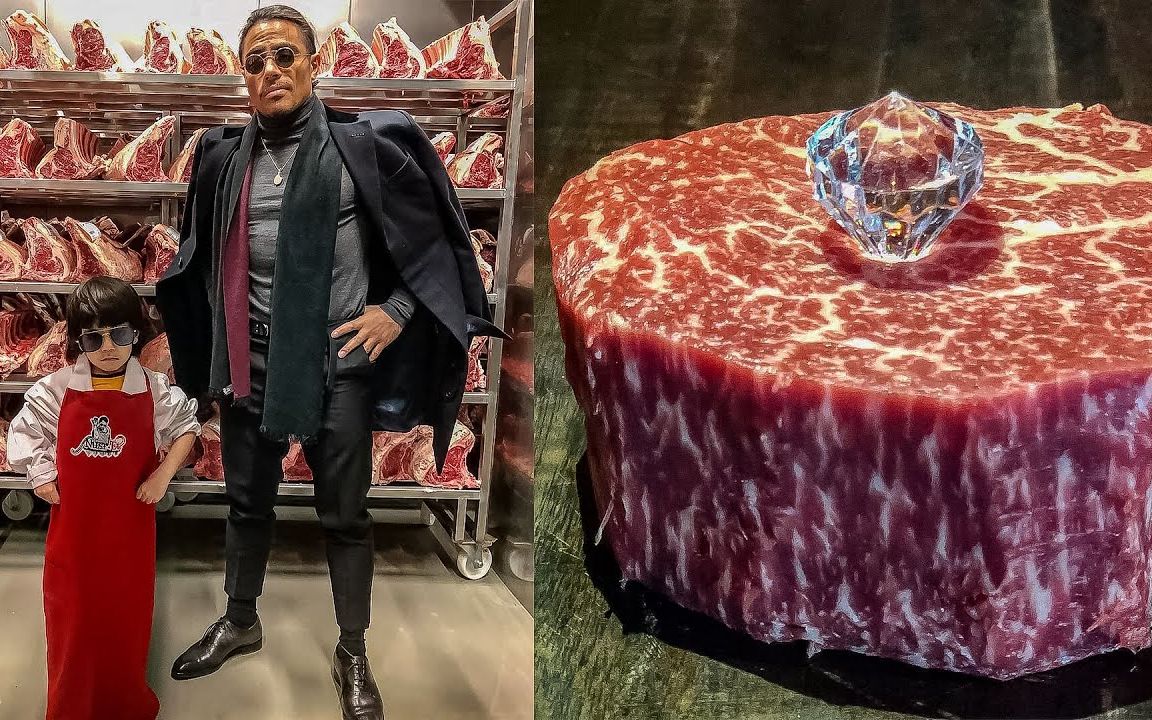 撒盐哥迪拜切肉撒盐最精彩集合 salt bae cutting the best meat in
