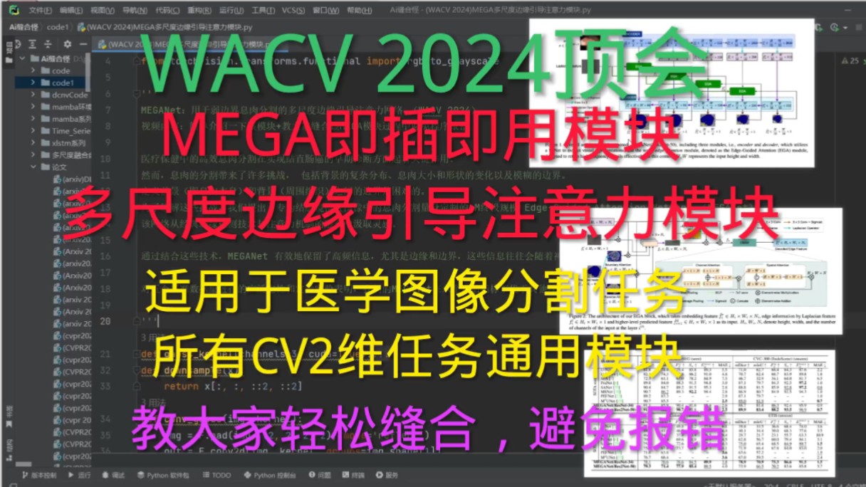 深度学习 |通用涨点注意力模块| WACV2024顶会| MEGA多尺度边缘引导注意力即插即用模块,适用于医学图像分割等所有CV任务,教大家轻松使用,避免报...