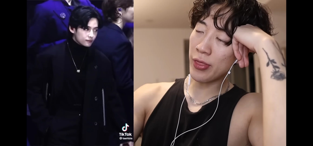 3),ben kim对v的评价是怎么会这么漂亮这么帅气,简直没办法形容这个