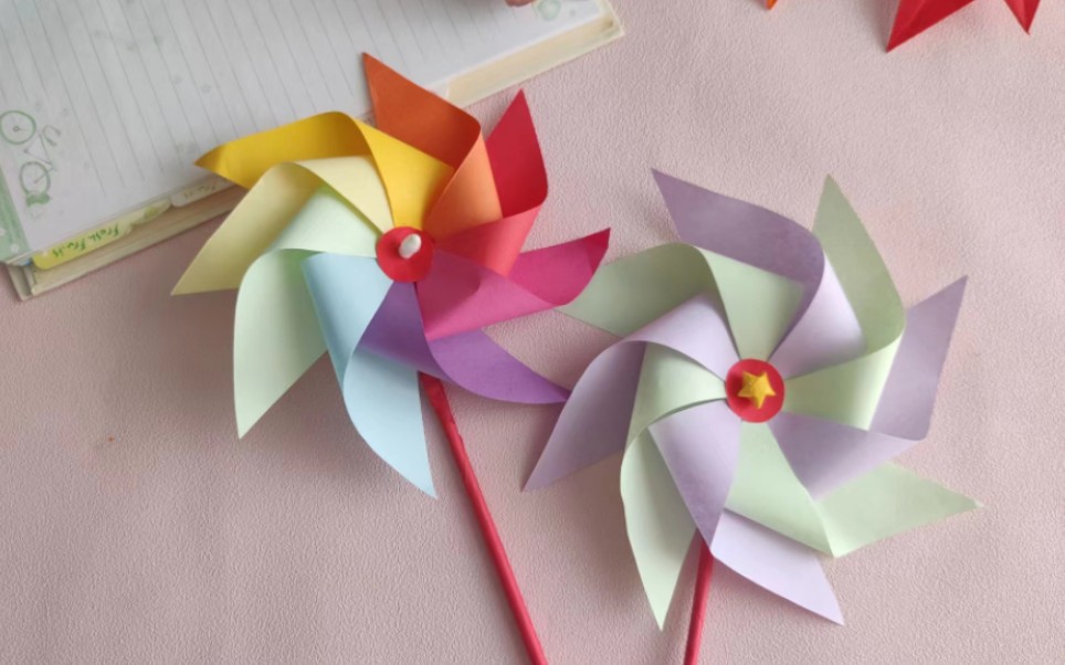 一起来感受夏天的风吧!手工大风车呦呦转起来.