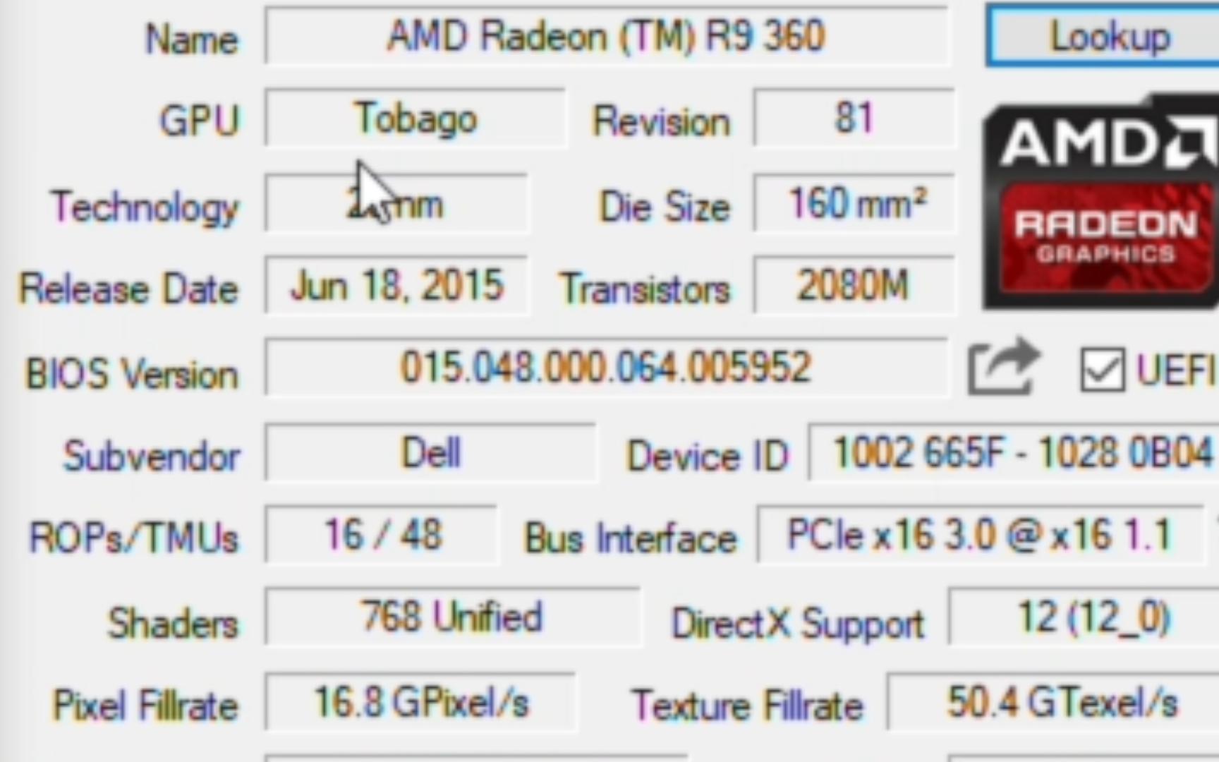 AMD RADEON R9 360显卡GPU-Z参数和鲁大师测试得分!感谢粉丝“Chain涛”提供测试视频!